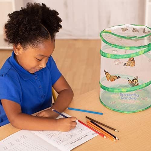 Insect Lore Butterfly Garden with Giant Birthday Card | 5 Live Baby Caterpillars | STEM Journal, Habitat, Chrys-A-Lid, Feeder | Raise and Release Painted Lady Butterflies