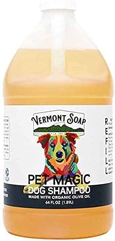 VERMONT SOAP Organics Pet Shampoo - Infused with Organic & Natural Olive Oil, Coconut & Aloe Vera Dog Shampoo for Sensitive Skin - USDA Certified Grooming Pet Shampoo - Original Citrus (64oz)