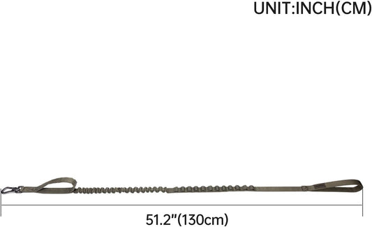 Excellent Elite Spanker Tactical Bungee Dog Leash Military Adjustable Dog Leash Quick Release Elastic Leads Rope with 2 Control Handle(Ranger Green)