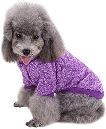 Jecikelon Dog Clothes Dogs Sweater Soft Puppies Clothing Winter Puppy Sweaters Warm Outfit for Dogs Small XXS XS Cat Apparel (X-Large, Purple)
