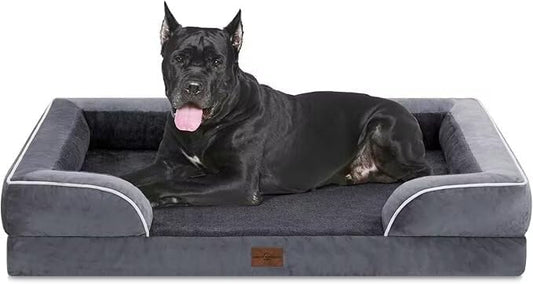 Comfort Expression Waterproof Orthopedic Foam Dog Beds, XXL Orthopedic Dog Beds for Extra Large Dogs, Washable Pet Sofa Bed with Removable Cover & Non-Slip Bottom(XX-Large,Dark Grey)