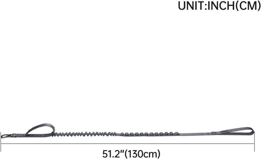 EXCELLENT ELITE SPANKER Tactical Bungee Dog Leash Military Adjustable Dog Leash Quick Release Elastic Leads Rope with 2 Control Handle（Grey