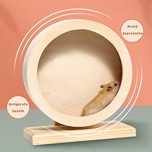 antiai Hamster Wooden Silent Wheel, 12 Inch Small Animal Exercise Wheel Accessories, Quiet Spinner Hamster Running Wheels Prevent Depression Toys for Hamsters, Gerbils, Mice and Other Small Pets (XL)