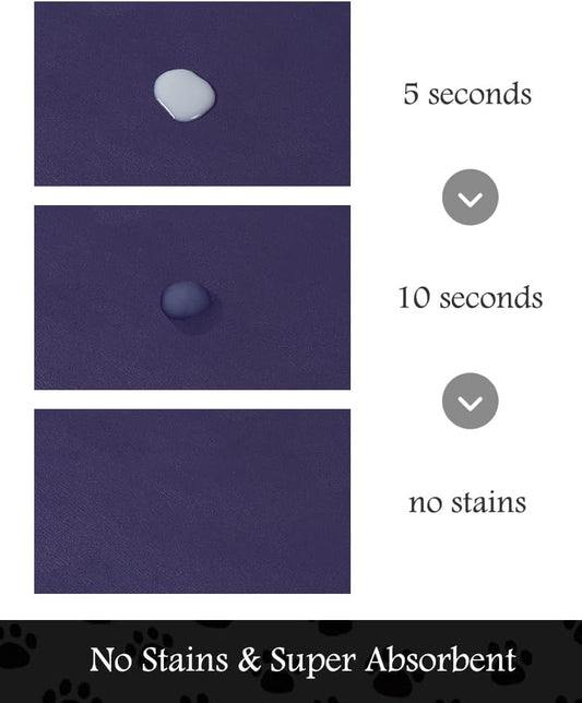 Pet Feeding Mat-Absorbent Dog Mat for Food and Water Bowl-No Stains Quick Dry Water Dispenser Mat-Dog Accessories Pet Supplies-Bowl for Messy Drinkers（Navy,16"x24"