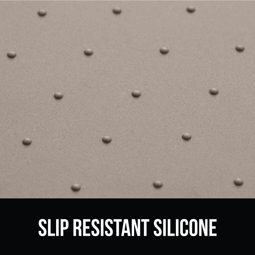 GORILLA GRIP 100% Waterproof Raised Edge BPA Free Silicone Pet Feeding Mat, Dog Cat Food Mats Contain Spills Protects Floors, Placemats for Cats and Dogs Water Bowl, Pets Accessories 16x10, Beige