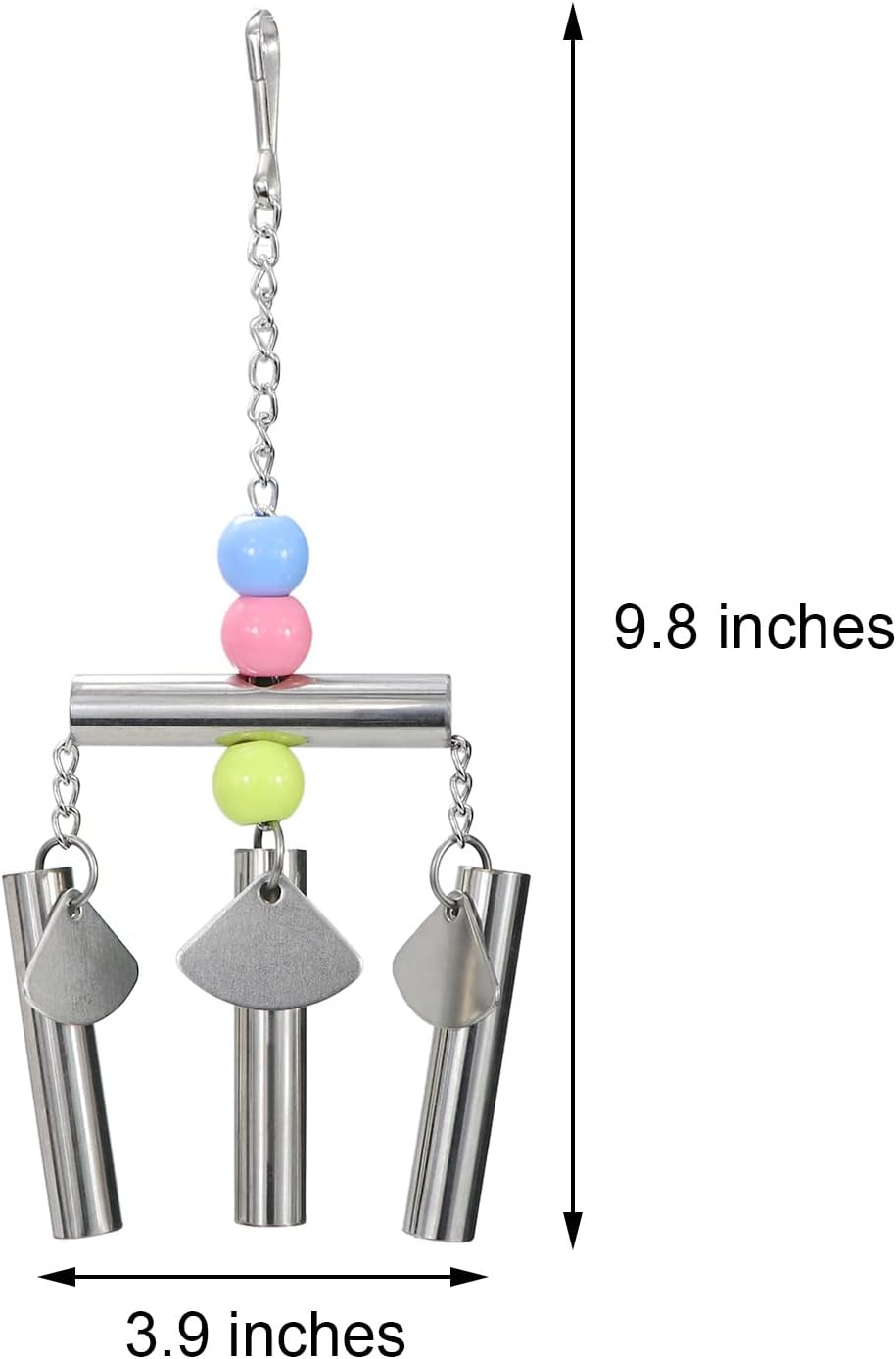 Bird Stainless Steel Bells String Parrot Hanging Chew Toy for Parakeet Cockatiel Cockatoo Conure (Silver)