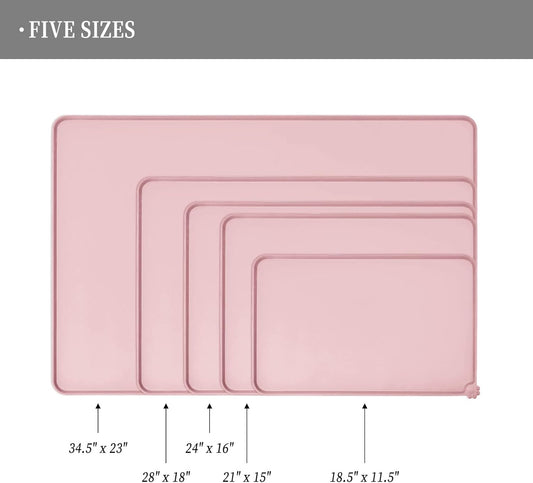 Waterproof Pet Feeding Mat with High Raised Edges, Heavier and Thicker Placemats for Cat Dog Water Bowl with BPA Free, Dogs Cats Food Mats for Messy Drinkers to Prevent Spill and Protect Floors