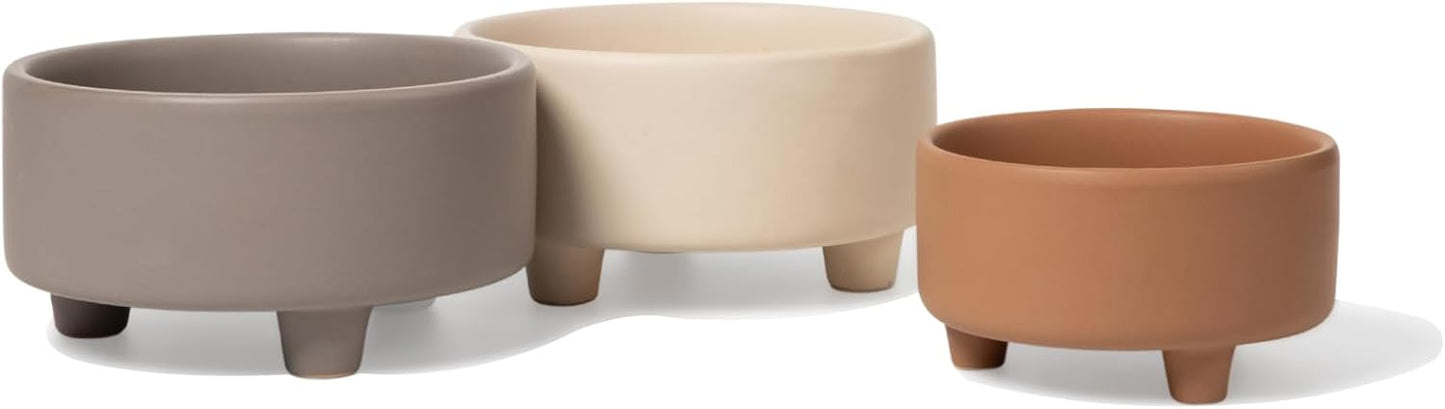 Waggo Uplift Ceramic Dog Bowl for Small Medium and Large Breeds - Heavyweight and Durable Pet Food and Water Dish Crock, Dishwasher Safe, Modern, Elevated Feeder (Vintage Grey, Medium)