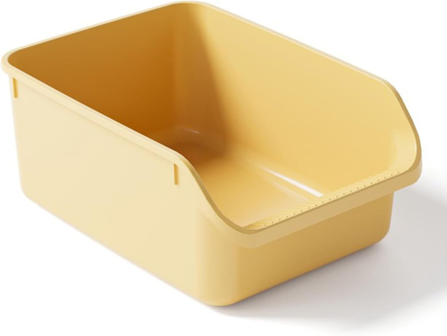 SpaceTime Large Cat Litter Box with High Sides,Cat Boxes for Indoor Cats,Cat Litter Pan for Kitty,Litter Box with Low Entry,Easy to Clean,Anti-Splashing(Yellow)