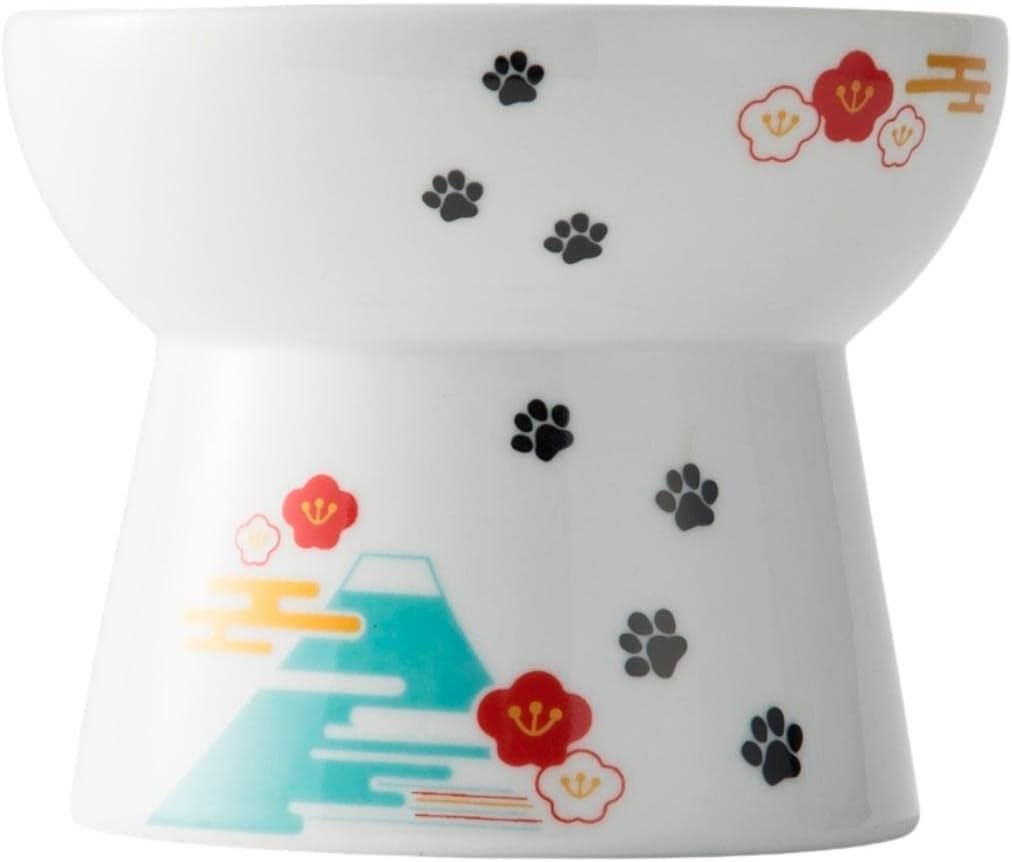 Necoichi Raised Stress Free Cat Food Bowl, Elevated, Backflow Prevention, Dishwasher and Microwave Safe, No.1 Seller in Japan! (Fuji Limited Edition, Large)