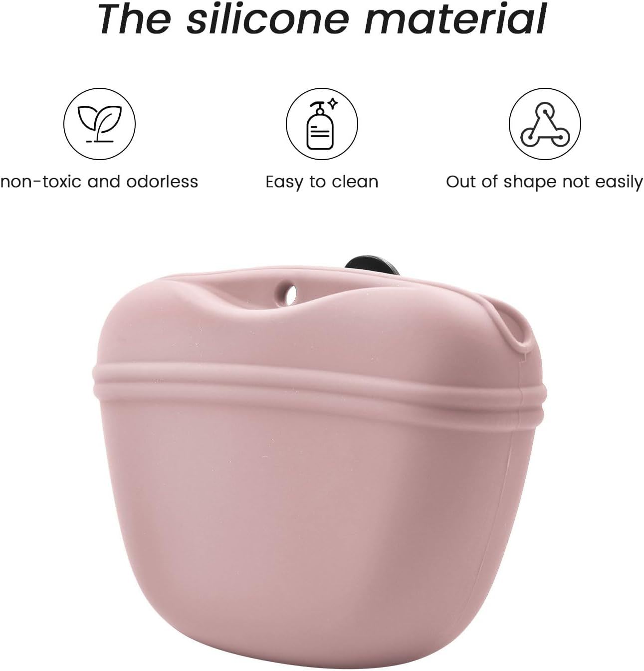 AUDWUD Silicone Dog Treat Pouch,With Dog Training Clicker,Clip on Portable Training Container,Convenient Magnetic Buckle Closing and Waist Clip