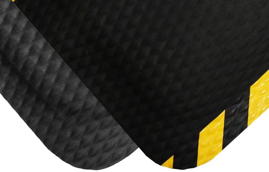 Hog Heaven 5/8 inch Black & Yellow Border 2' x 3' Nitrile Backed Anti-Fatigue Comfort Mat