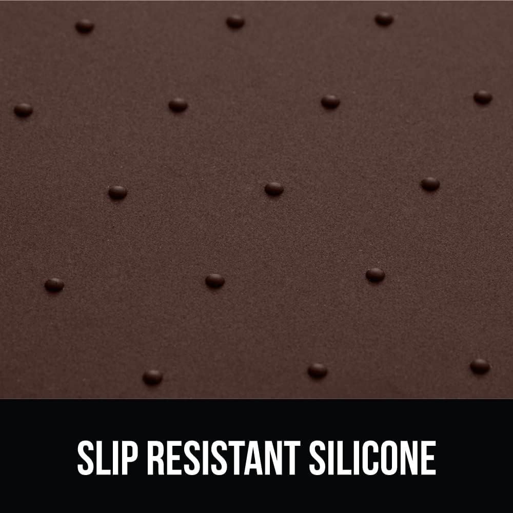 GORILLA GRIP 100% Waterproof Raised Edge BPA Free Silicone Pet Feeding Mat, Dog Cat Food Mats Contain Spills Protects Floors, Placemats for Cats and Dogs Water Bowl, Pets Accessories 28x18 Brown