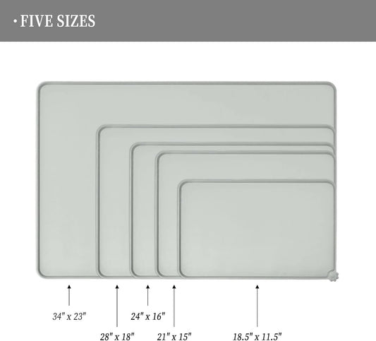 Waterproof Pet Feeding Mat with High Raised Edges, Heavier and Thicker Placemats for Cat Dog Water Bowl with BPA Free, Dogs Cats Food Mats for Messy Drinkers to Prevent Spill and Protect Floors