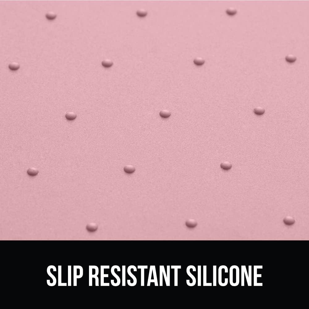 GORILLA GRIP 100% Waterproof Raised Edge BPA Free Silicone Pet Feeding Mat, Dog Cat Food Mats Contain Spills Protects Floors, Placemats for Cats and Dogs Water Bowl, Pets Accessories 18.5x11.5 Pink