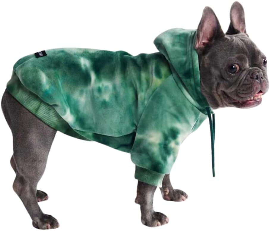 Spark Paws Dog Hoodie – Premium Dog Sweater for Small, Medium, and Large Dogs | Warm Outfits for French Bulldogs, Pitbull, Puppy, Winter Jacket Alternative -Green Skydye, S