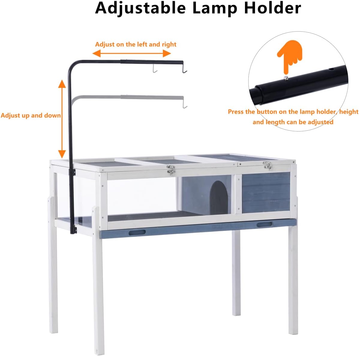 BIRASIL Wood Tortoise House, Indoor Turtle Habitat Reptile Cage, Tortoises Enclosure for Small Animals Lizards Hamster