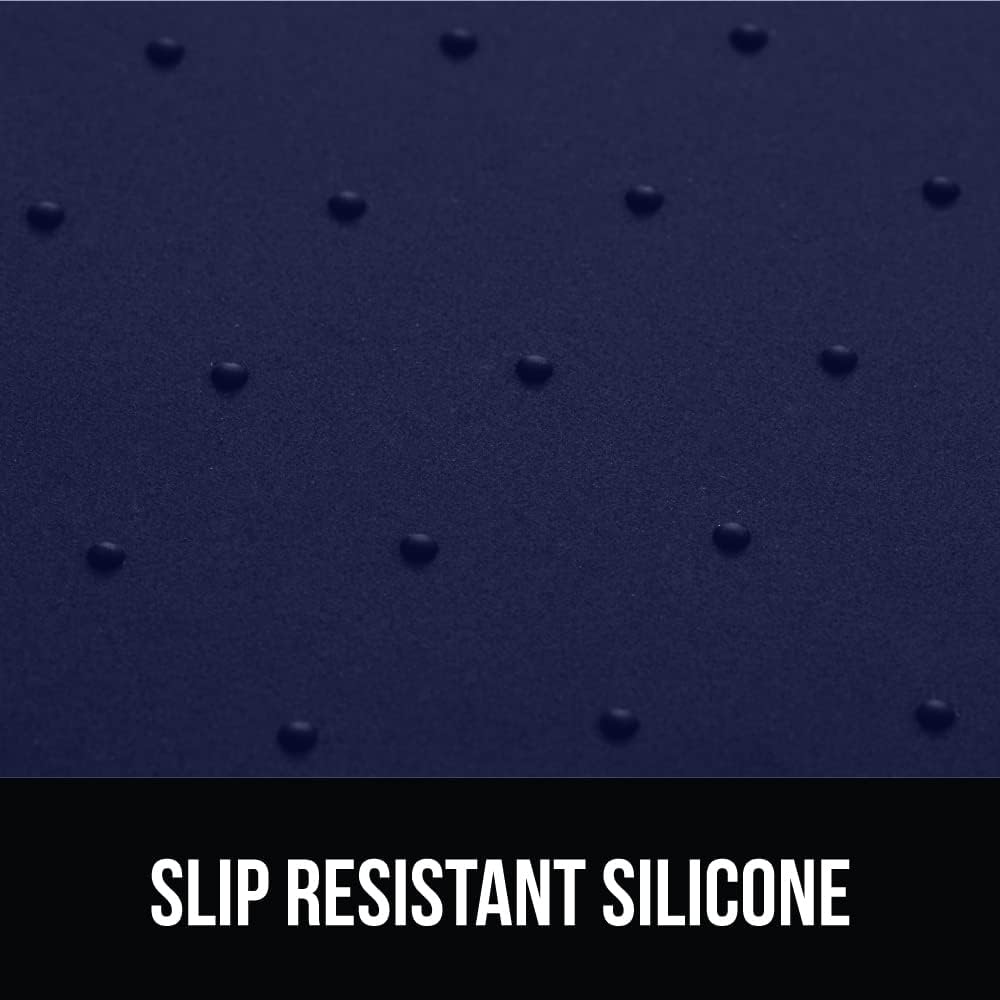 GORILLA GRIP 100% Waterproof Raised Edge BPA Free Silicone Pet Feeding Mat, Dog Cat Food Mats Contain Spills Protects Floors, Placemats for Cats and Dogs Water Bowl, Pets Accessories 23x15 Navy