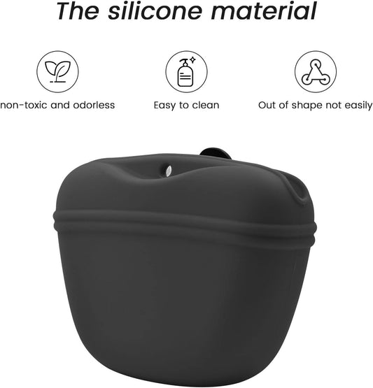 AUDWUD Silicone Dog Treat Pouch,Clip on Portable Training Container,Convenient Magnetic Buckle Closing and Waist Clip,No BPA