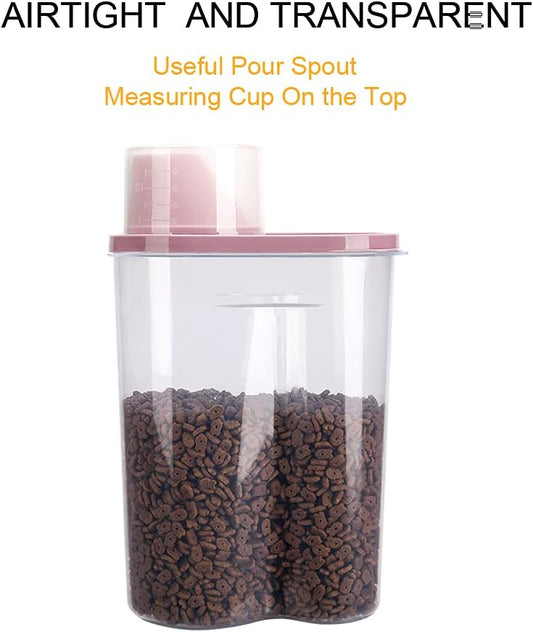 GreenJoy 2 Pack 2lb/2.5L Pet Food Storage Container with Measuring Cup, Can Covers and Bowl for Small Dog, Cat, Waterproof-BPA Free