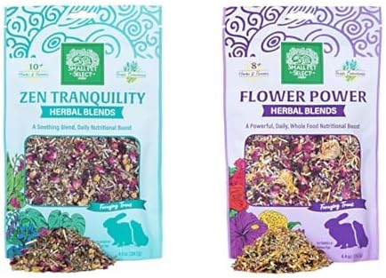 Small Pet Select - Zen Tranquility & Flower Power Herbal Blend, a Natural Herbal Treat for Rabbits and Guinea Pigs, 4.4oz Each