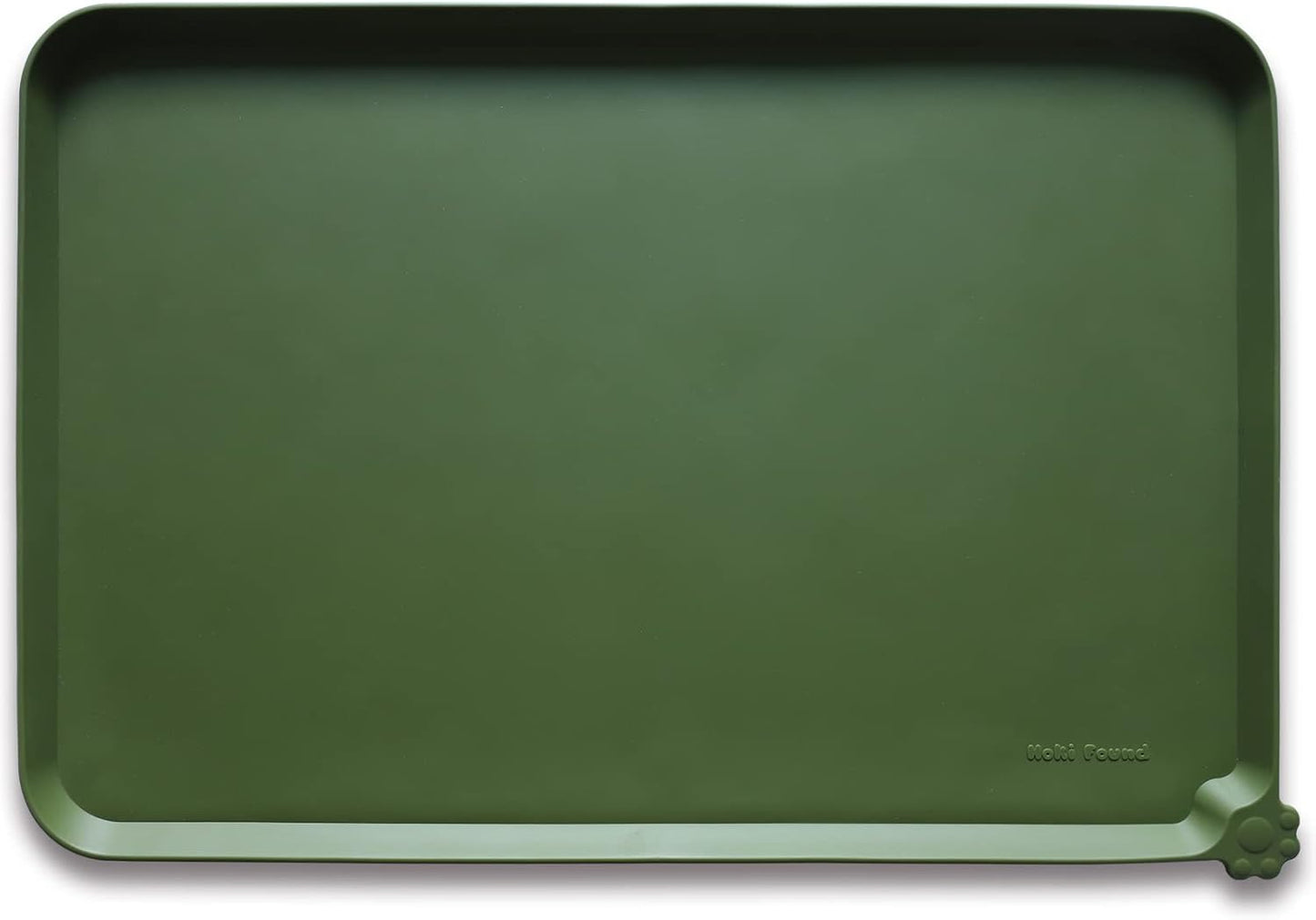 Hoki Found X-Large Silicone Pet Food Mats Tray - Non Slip Dog Cat Bowl Mats Placemat - Pet Feeding Mat - Waterproof Dog Food Mats -Pet Water Mats for Carpet -Dark Olive