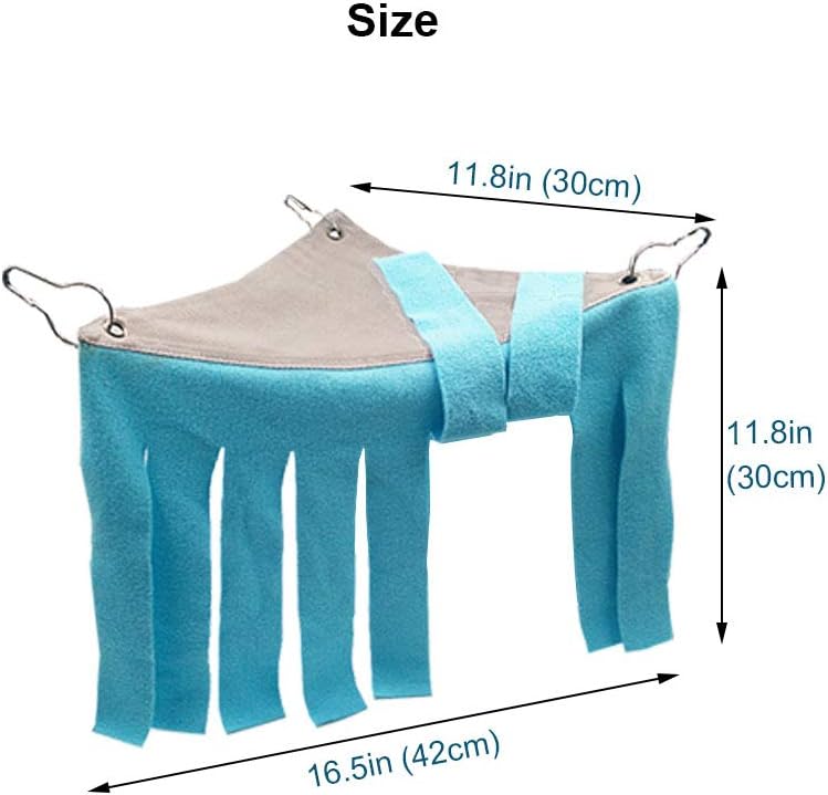 RIOUSSI Guinea Pig Hideout Hideaway Corner Fleece Toys Cage Accessories with Reversible Sides, Geo/Gray+Blue x 1 Curtain