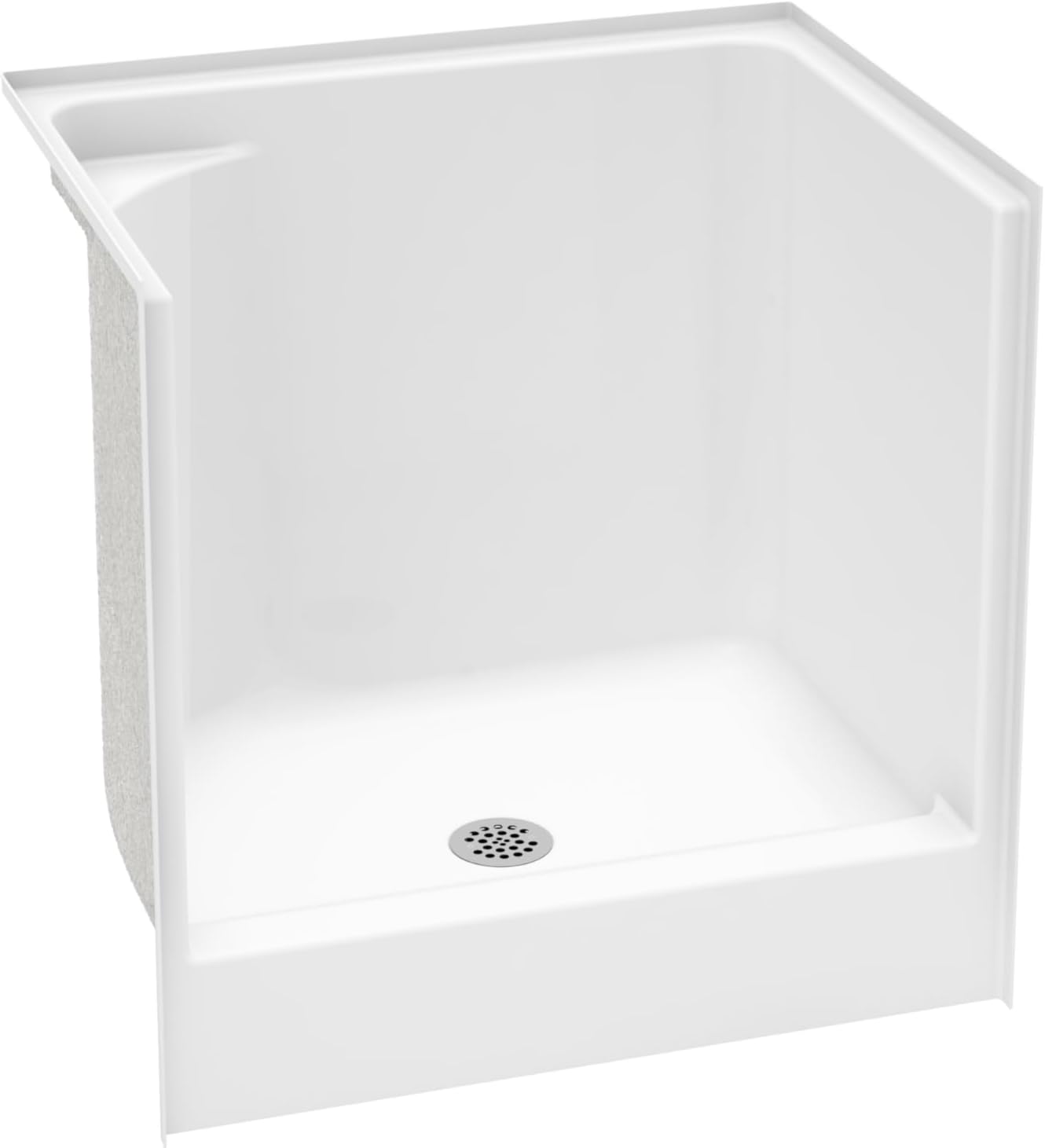 Laurel Mountain Odie 36" x 27" x 36" AcrylX Alcove Center Drain One-Piece Pet Shower in White with Hand-Held Sprayer in Chrome