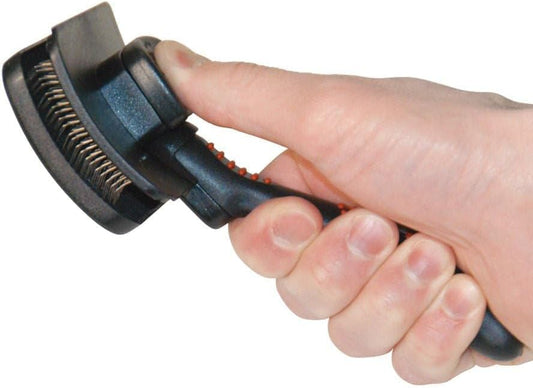 Jeffers Pet Self-Cleaning Slicker Brush for Dogs & Cats – Self Cleaning Button, Removes Tangles & Loose Hair, Non Slip Handle for Easy Grooming, Go To Gift for Pet Owners – Black, Red - Small