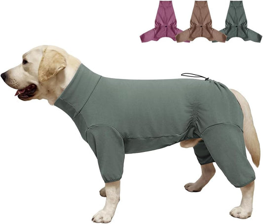 Dog Pyjamas PJS Sweater Clothes and Home Clothing Suitable for Medium to Large Breeds of Dogs, Dog Neutering Suits, Extra-Large Stretch Fabric, Four-Legged Clothes (Thickened Green, 4XL)