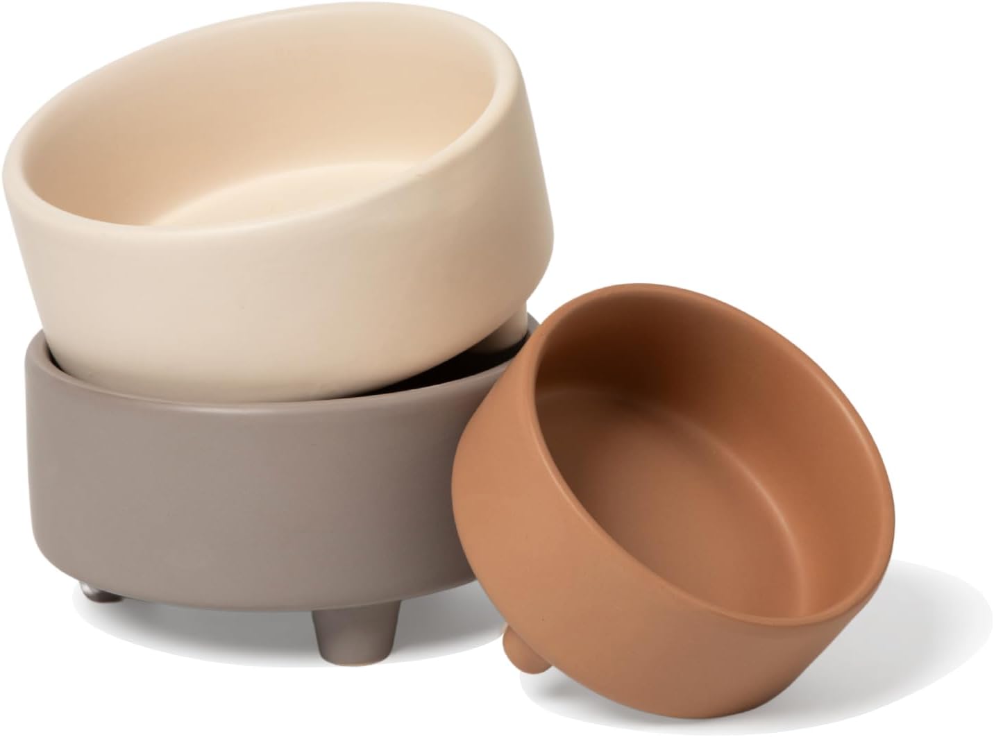 Waggo Uplift Ceramic Dog Bowl for Small Medium and Large Breeds - Heavyweight and Durable Pet Food and Water Dish Crock, Dishwasher Safe, Modern, Elevated Feeder (Vintage Grey, Small)