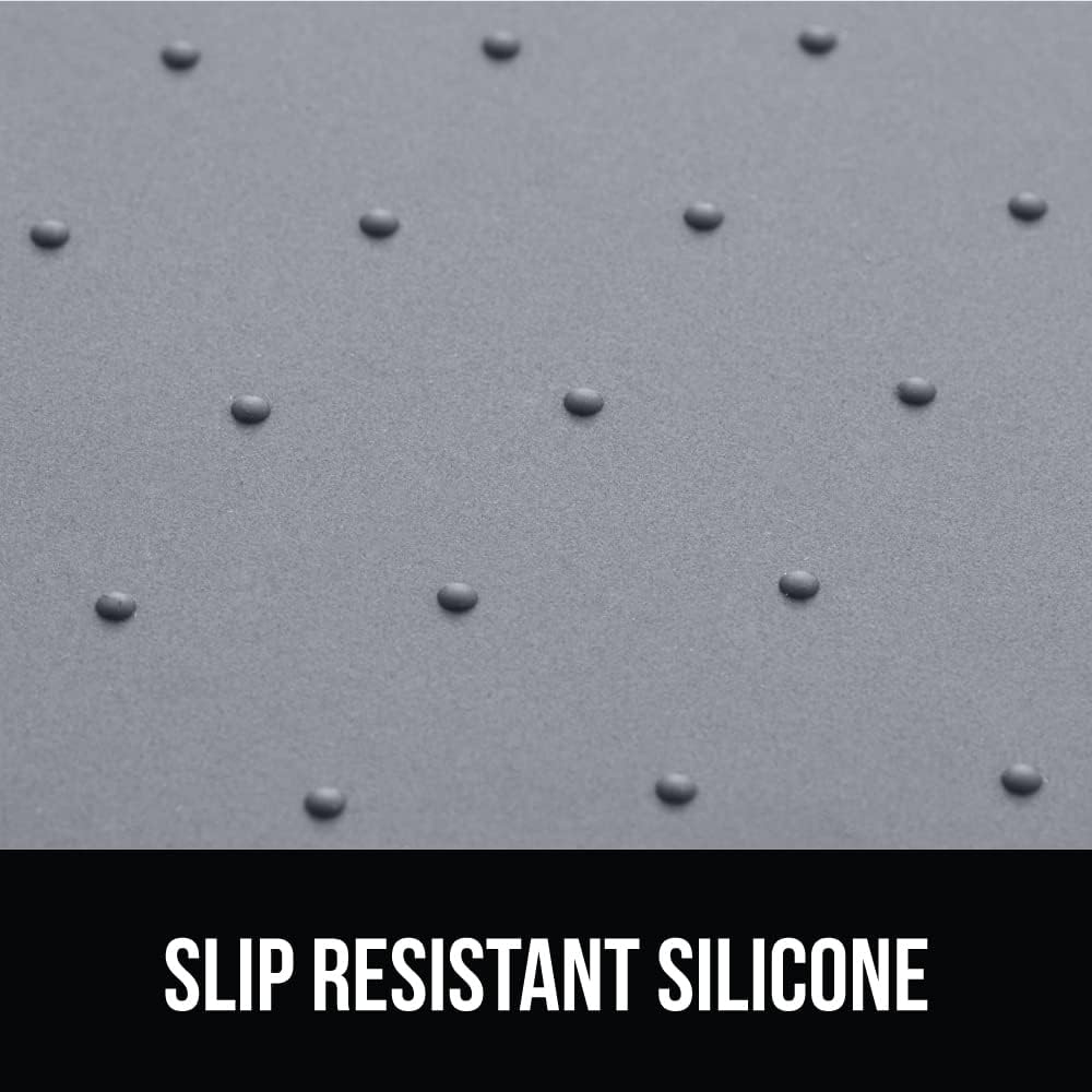 GORILLA GRIP 100% Waterproof Raised Edge BPA Free Silicone Pet Feeding Mat, Dog Cat Food Mats Contain Spills Protects Floors, Placemats for Cats and Dogs Water Bowl, Pets Accessories 18.5x11.5 Gray