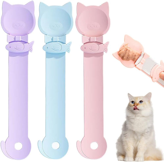 PETPAWLOVELY-3PCS Cat Treat Spoon Squeeze,Cat Strip Feeder spoon,Multi-Function Cat Treat Dispenser,Easy Feeding Cat Spoon for Licky Treats,Cat Food Spoon for Wet Food(3 Color)