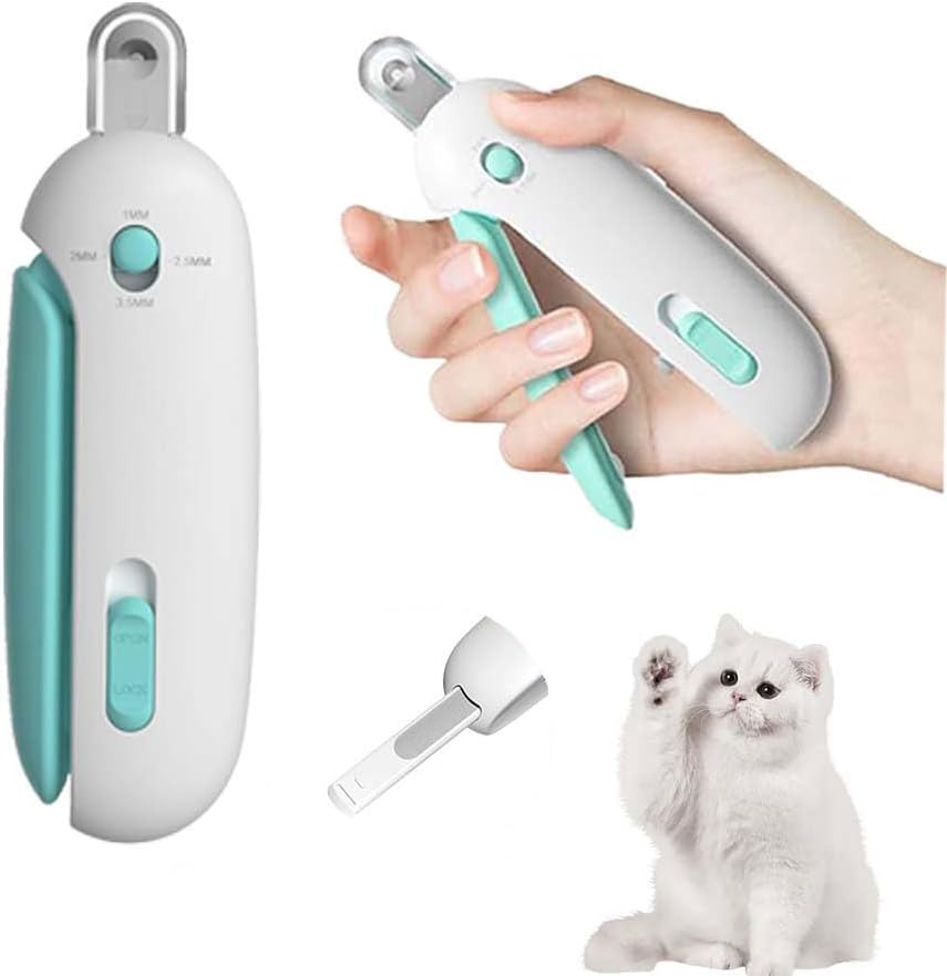 Pet Nail Clipper for Cats - Gentle Round-Hole, Adjustable Claw Clippers Trimmer with Dust Storage, Hidden Nail File, Safe Pet Claw Clipper Grooming Tool
