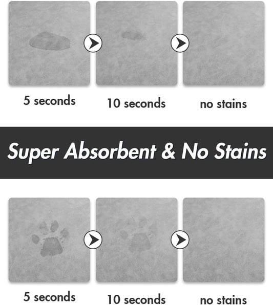 MontVoo-Absorbent Pet Feeding Mat-No Stains Pet Mat for Food and Water Bowl-Quick Dry Cat & Dog Food Mat Water Dispenser Mat-Pet Supplies Mat-Dog Water Bowl Mat for Messy Drinker Light Grey