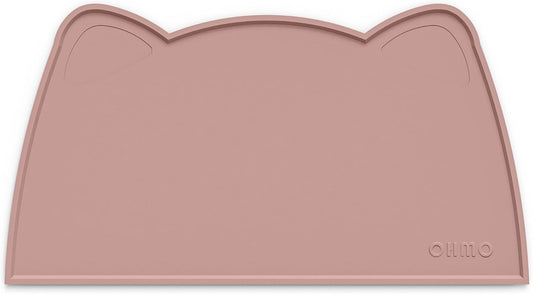 OHMO - Cat Food Mat, Silicone Pet Feeding Mat for Floor Non-Skid Waterproof Dog Water Bowl Tray, Easy to Clean Pet Placemat (Rose, 18 * 9.8'')