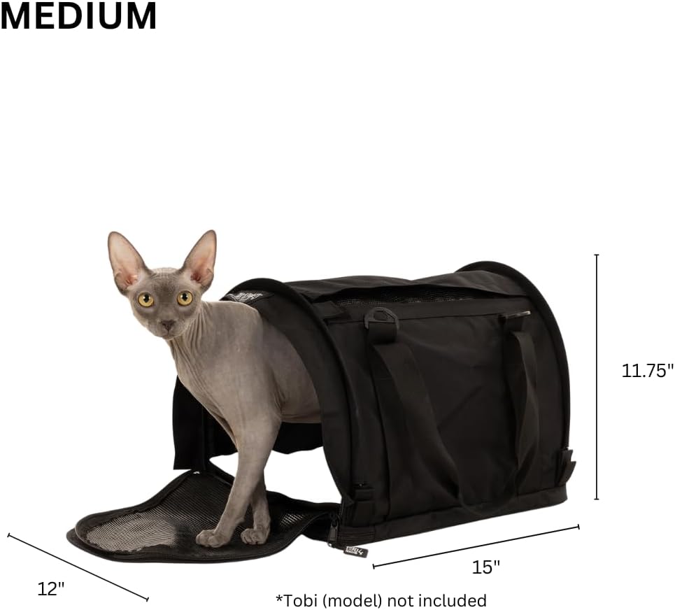 SturdiBag Pro 2.0 Pet Travel Carrier with Flexible Height for Cats and Dogs | Soft Sided Pet Carrier Bag with Safety Clips and Seatbelt Straps for Airplane or Car Travel | Medium, Blue Jay