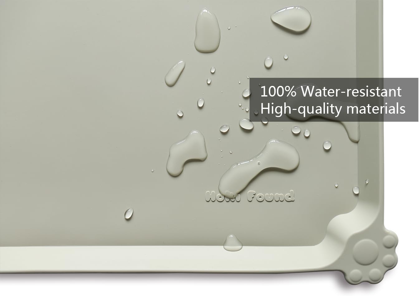 Hoki Found Silicone Pet Food Tray - Non Slip Pet Dog Cat Bowl Placemat - Feeding Mat - Waterproof Dog Cat Food Mats - For Carpet - Cream Green