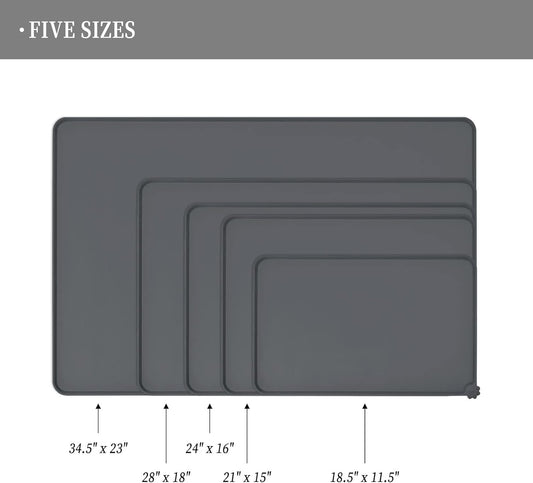 Waterproof Pet Feeding Mat with High Raised Edges, Heavier and Thicker Placemats for Cat Dog Water Bowl with BPA Free, Dogs Cats Food Mats for Messy Drinkers to Prevent Spill and Protect Floors