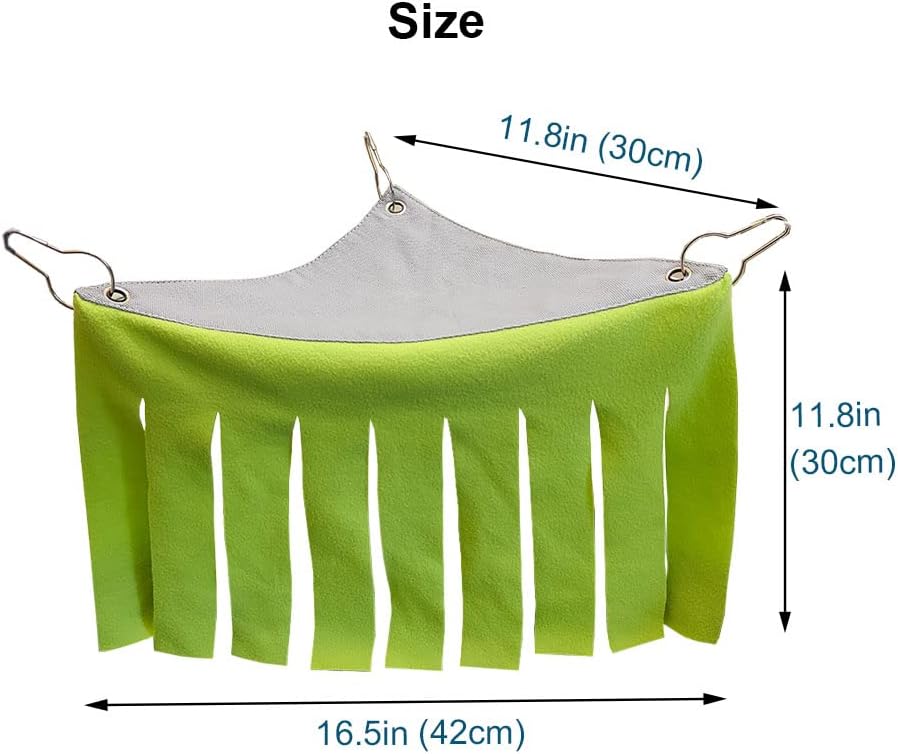 RIOUSSI Guinea Pig Hideout Hideaway Corner Fleece Toys Cage Accessories with Reversible Sides, Geo/Gray+Green, 2 Pack