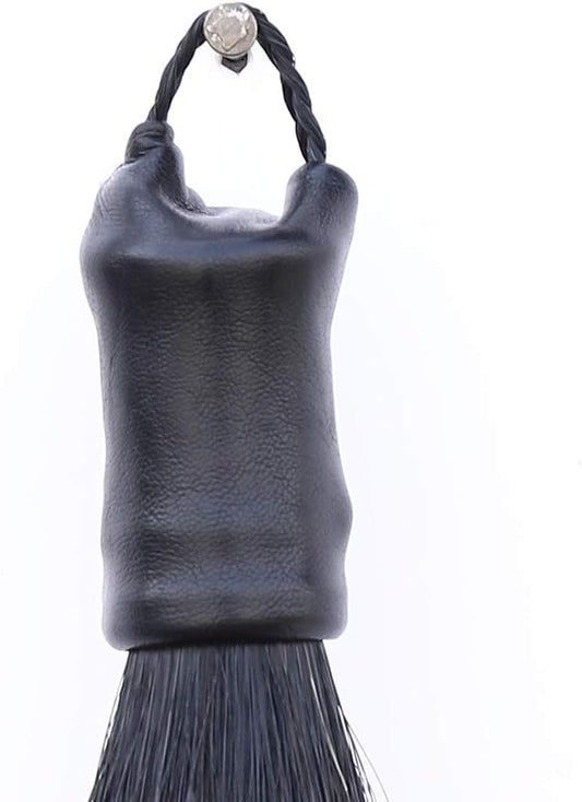 Horse Tail Extensions with Braided Horsehair Loop, Blunt Cut Bottom, 34-36 inches long and 1 lb Weight (Jet Black)