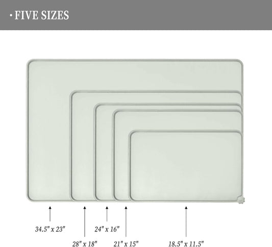 Waterproof Pet Feeding Mat with High Raised Edges, Heavier and Thicker Placemats for Cat Dog Water Bowl with BPA Free, Dogs Cats Food Mats for Messy Drinkers to Prevent Spill and Protect Floors