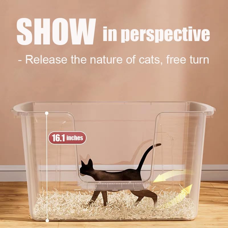 Vealind Extra Large Cat Litter Box 31''×21''×16'', Jumbo Litter Box for Big Cats or Multiple Cats, High Sided Litter Pan, Leak-Proof & Anti-Splashing, Easy Clean & Durable (Grey)