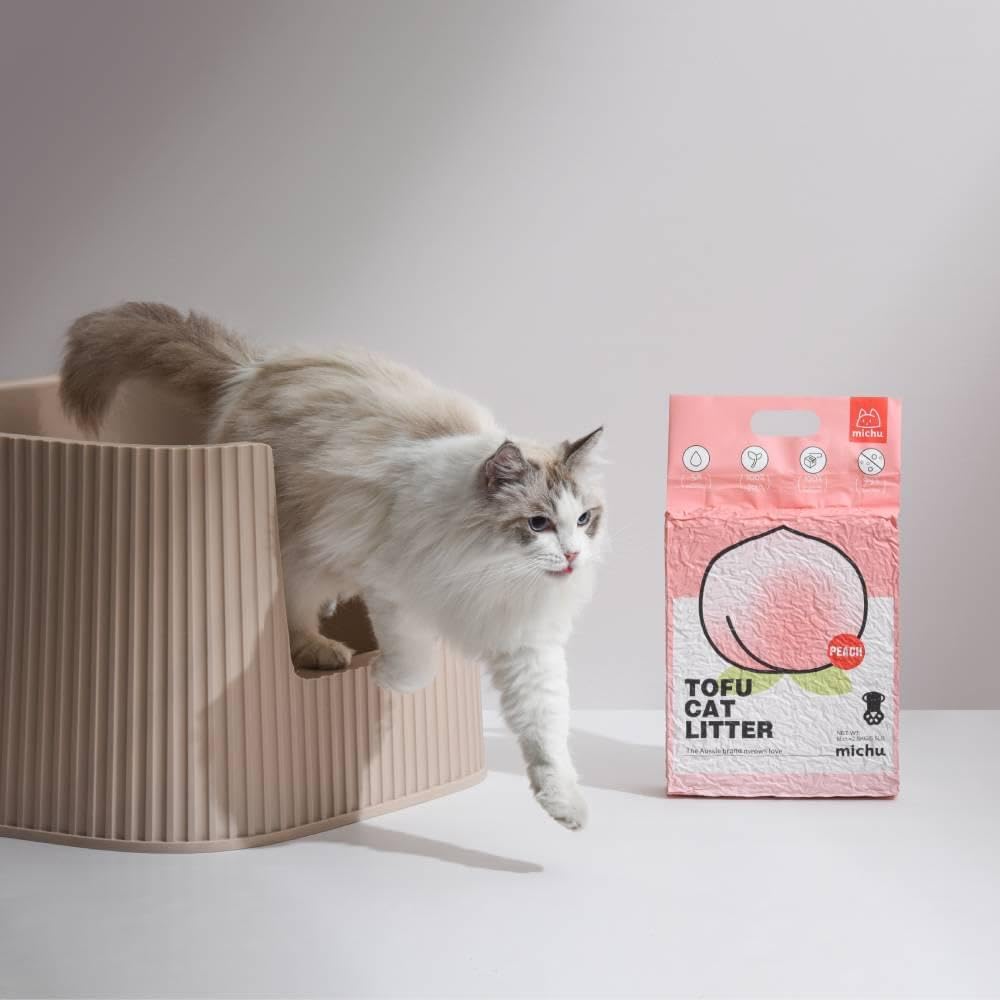 Tofu Cat Litter Natural Clumping Tofu Cat Litter, Fast Clumping and Easily Scoop-able 5.5lb/88oz 5 Scents - Original, 4 Pack