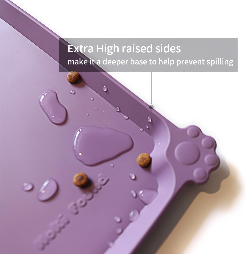 Hoki Found Silicone Pet Food Mats Tray - High-Lips Pet Dog Cat Bowl Mats - Pet Feeding Mat - Waterproof Dog Cat Food Mats -Pet Water Mats for Floors - Amethyst