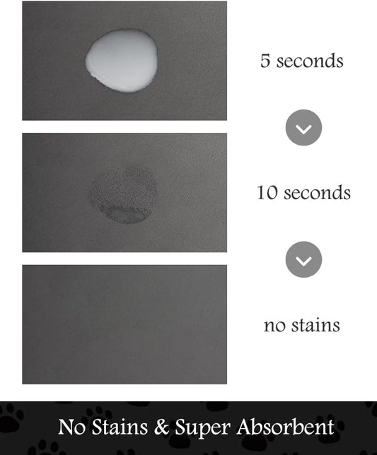 Pet Feeding Mat-Absorbent Dog Mat for Food and Water Bowl-No Stains Quick Dry Dispenser Mat-Dog Accessories Pet Supplies-Bowl for Messy Drinkers（Darkgrey,16"x24"