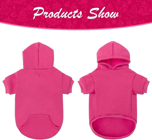 KOOLTAIL Basic Dog Hoodie - Soft & Warm Dog Hoodie Sweater with Leash Hole and Pocket, Dog Winter Coat, Cold Weather Clothes Sweatshirt for Small Medium Large Dogs Puppy Cat Boys Girls Deep Pink SM