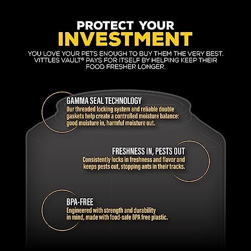 Gamma2 Vittles Vault Dog Food Storage Container with Airtight Lid, holds up to 25-30 Pounds of Dry Pet Food, Cat Kibble and Bird Feed, BPA Free, Made in USA