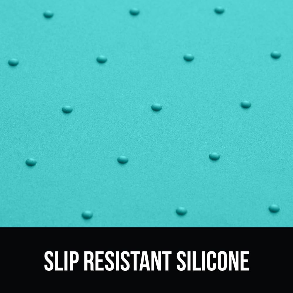 GORILLA GRIP 100% Waterproof Raised Edge BPA Free Silicone Pet Feeding Mat, Dog Cat Food Mats Contain Spills Protects Floors, Placemats for Cats and Dogs Water Bowl, Pets Accessories 32x24 Turquoise