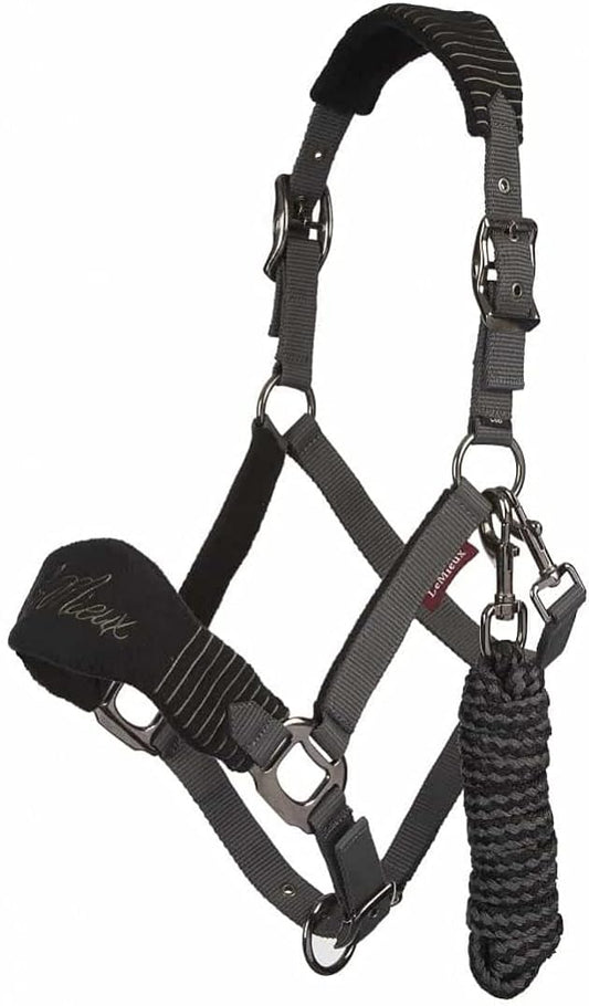 LeMieux Vogue Fleece Headcollar - Halter & Leadrope - Extra Padding, Adjustable at Curb and Poll Strap
